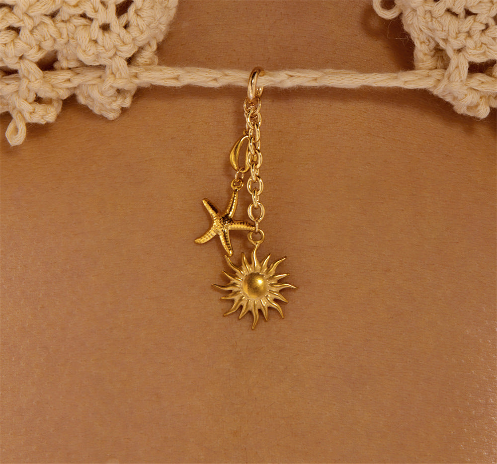 Stainless Steel Shell And Starfish Bikini Pendant Chest Clasp