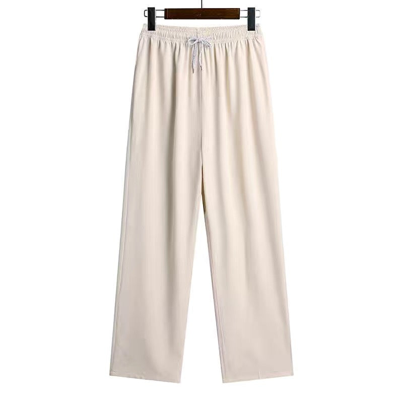 Traditional Chinese Knot Buttons Solid-color Design Trousers