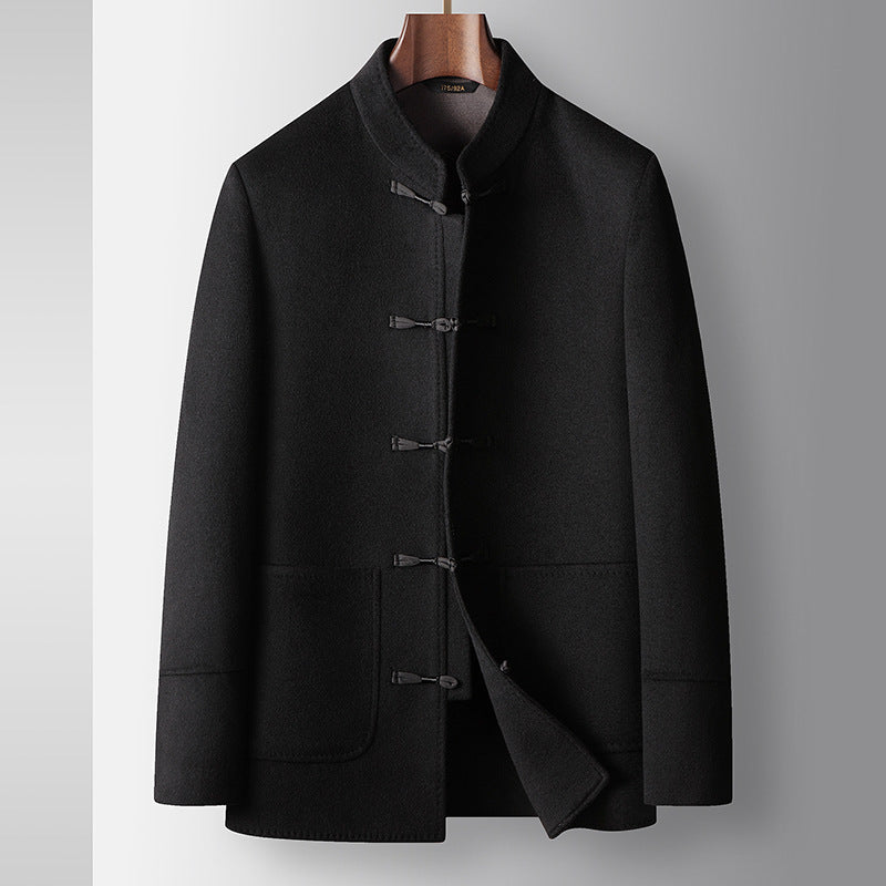 Men's Woolen Coat Chinese Stand-up Collar Wool Warm Jacket