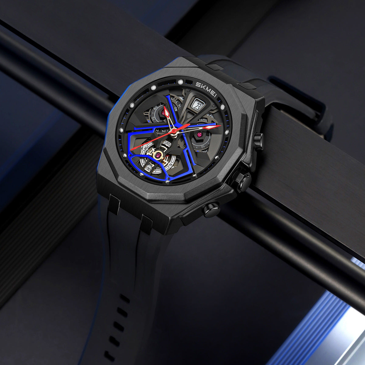Mens Hollow-out Waterproof Multi-function Watch