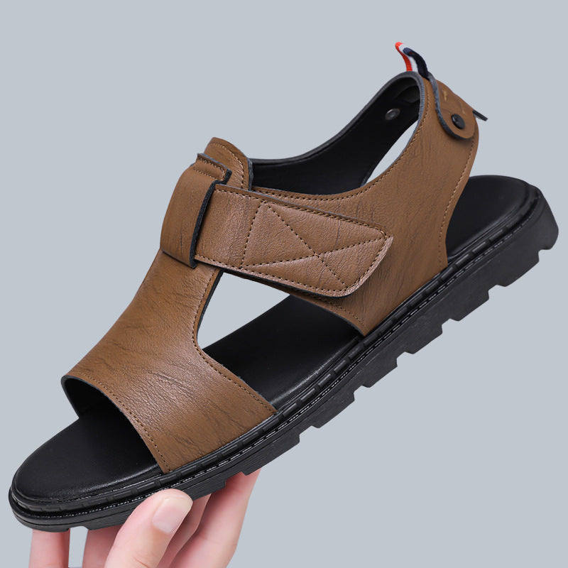 Mens Casual Breathable Leather Sandals With Soft Soles