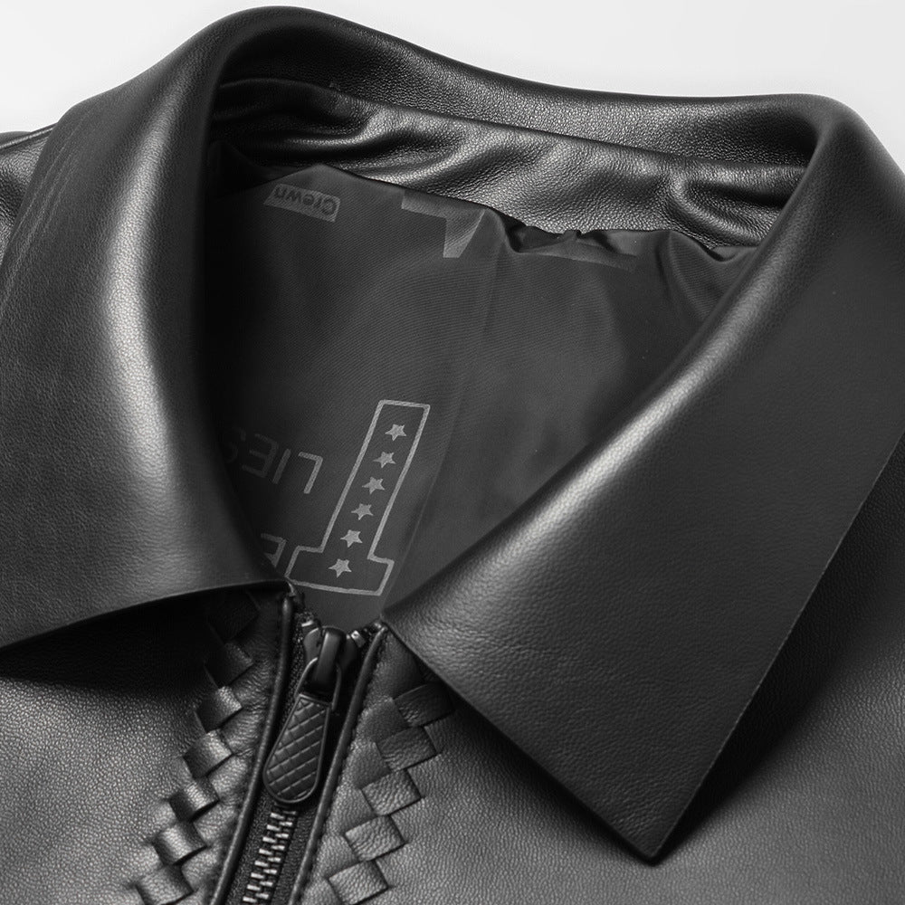 Genuine Leather Short Lapels Sheepskin Business Trends Handsome Jacket Coat