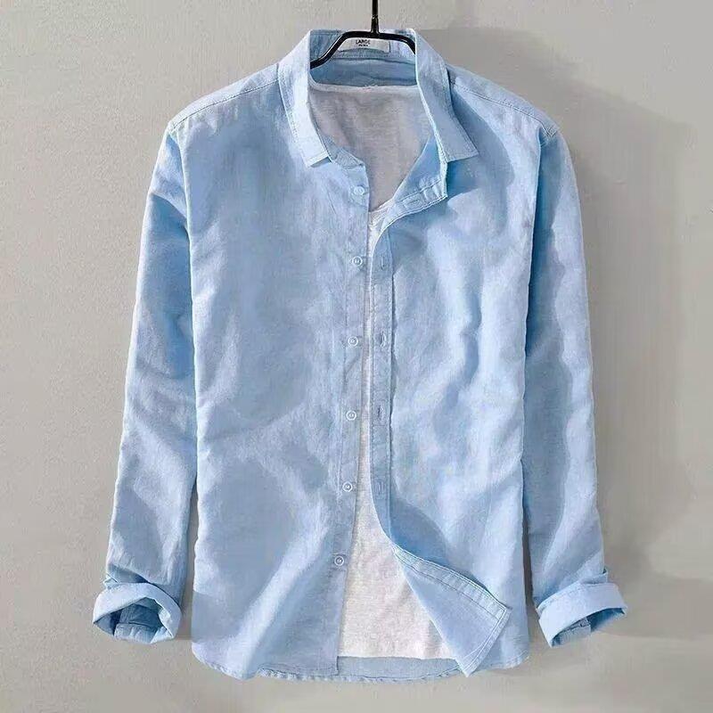 Mens Long Sleeve Casual Slim-fit Youth Style Japanese Style Simple And Breathable