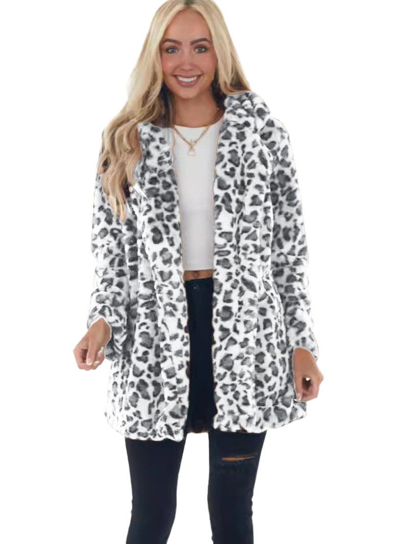 Rabbit Fur Leopard Print Mid-length Clothing Fashionable Jacket