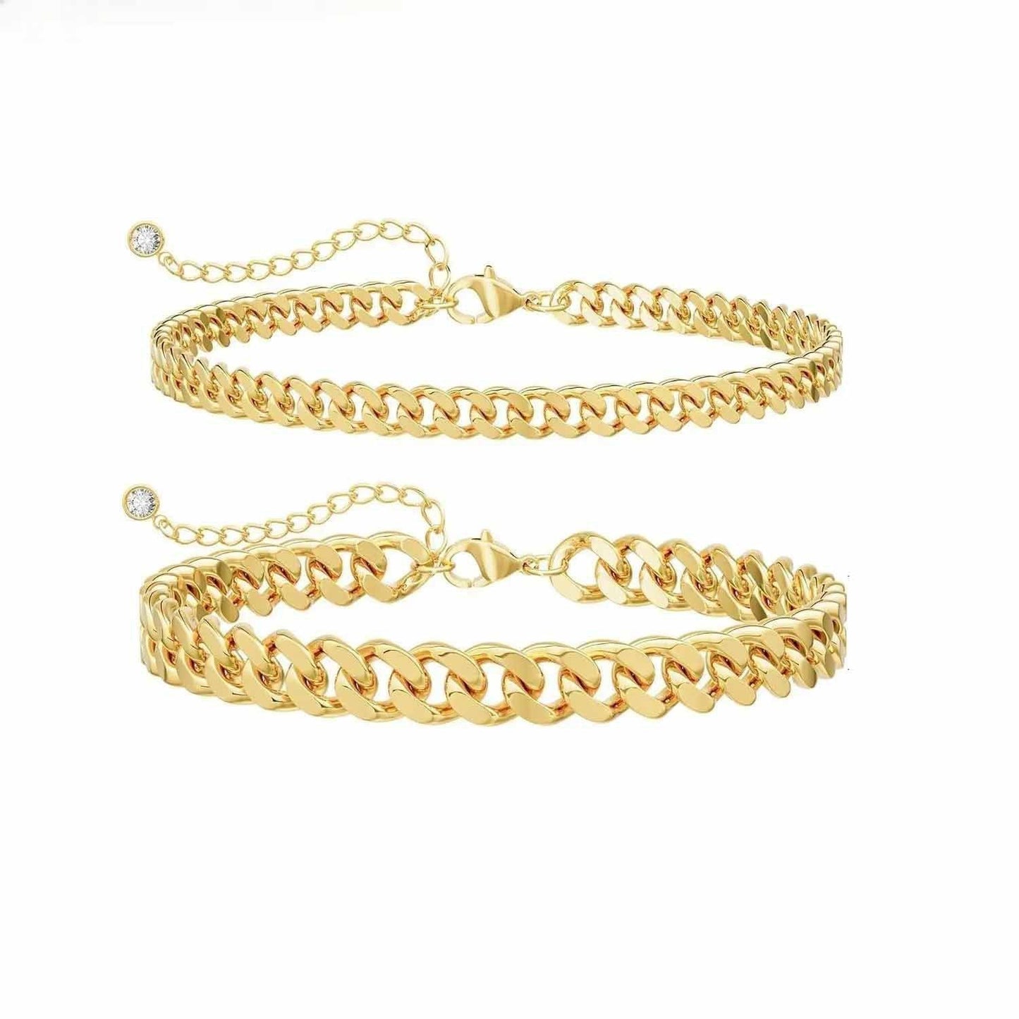 Cuban Chain Anklet  Stainless Steel Stackable Double-layer Foot Jewelry