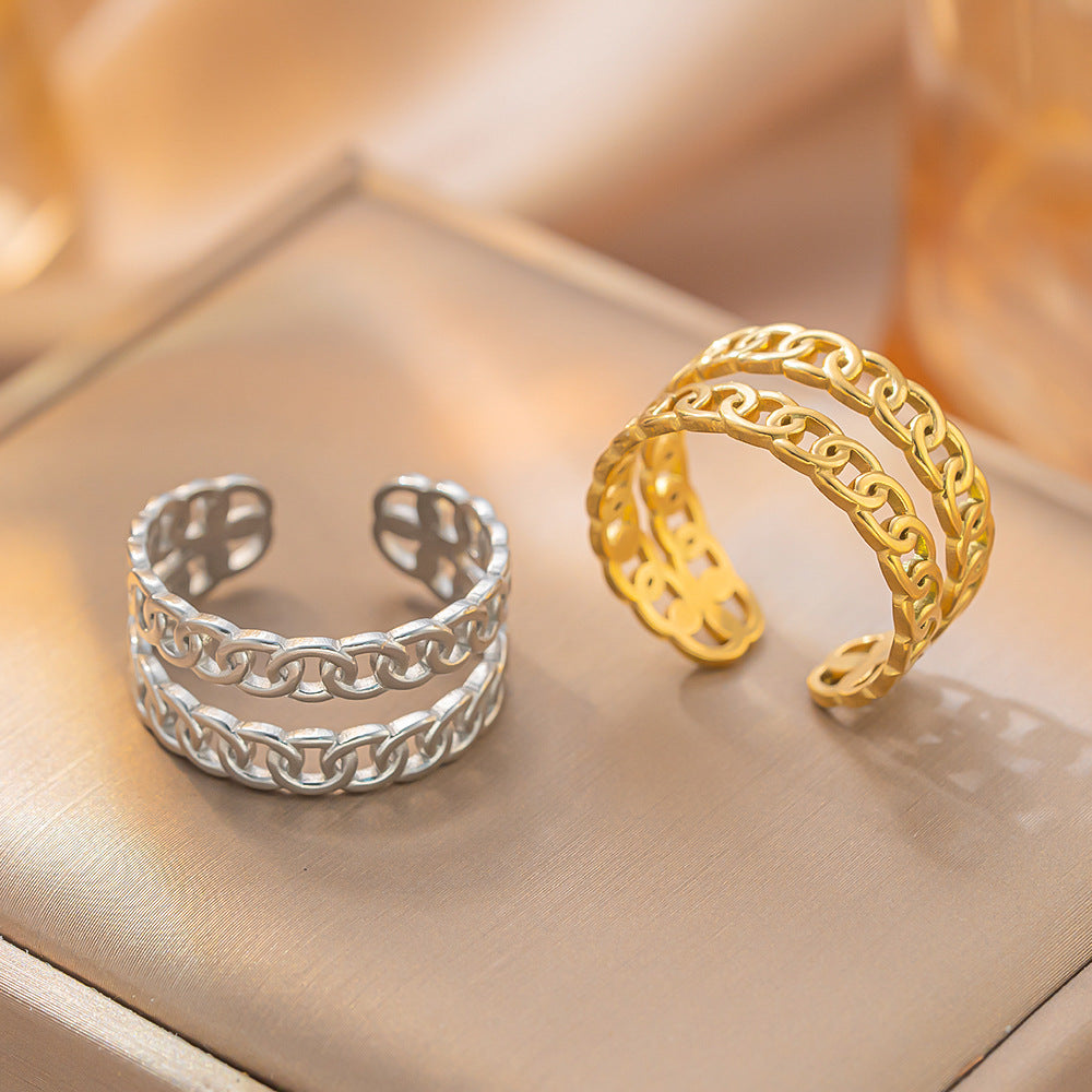 Stainless Steel Adjustable Open Ring For Women