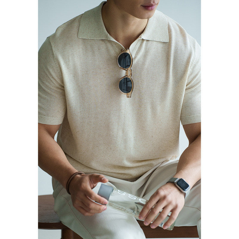 Mens Italian-style Linen-Viscose Blended Knit Sweater