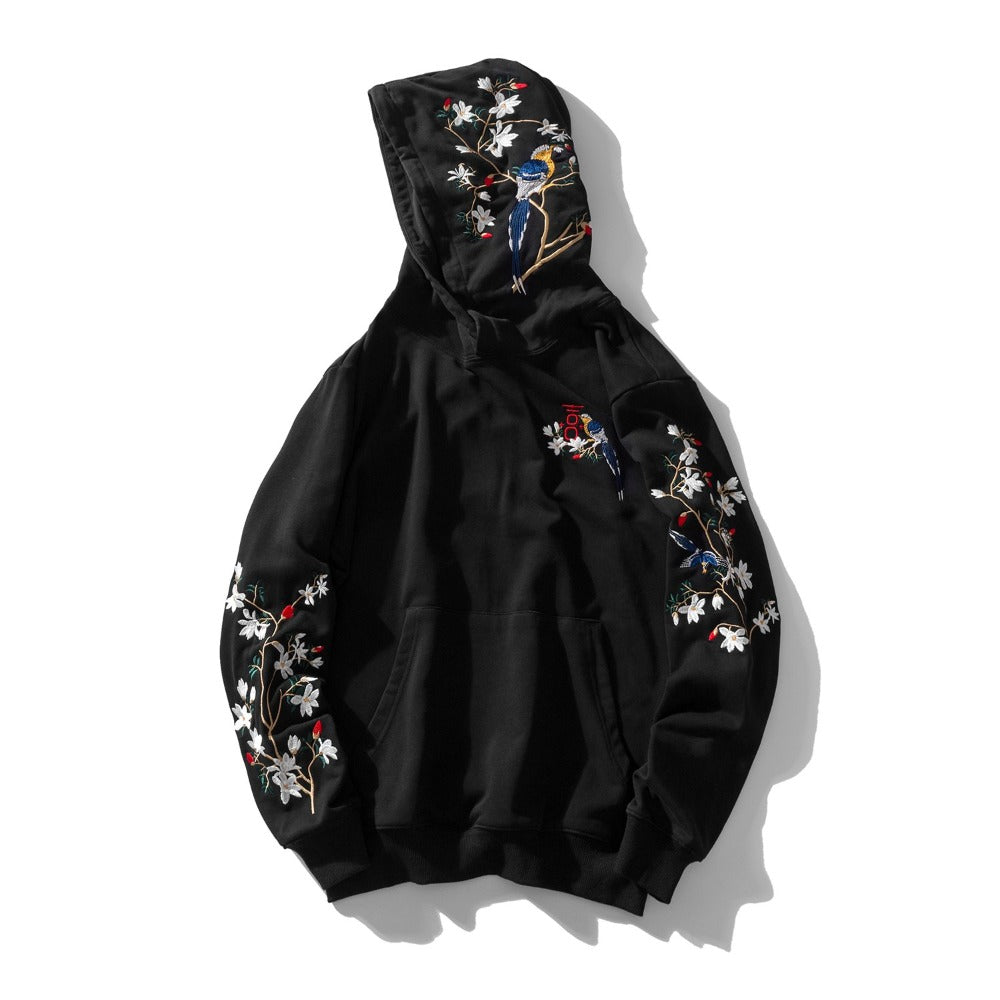KH9083 Blumen-Stickerei-Hoodie