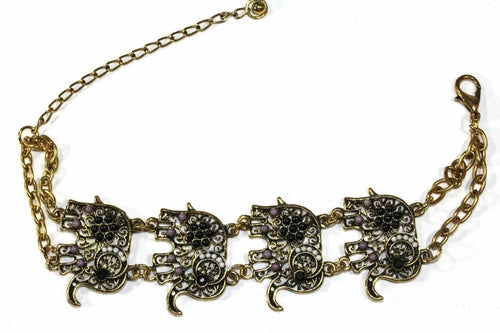 Bracelet Éléphant Perles Colorées Breloque Antique Dorée