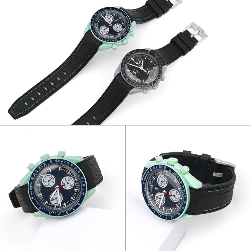 Curved-end Strap 20mm Silicone Watch Band For Men