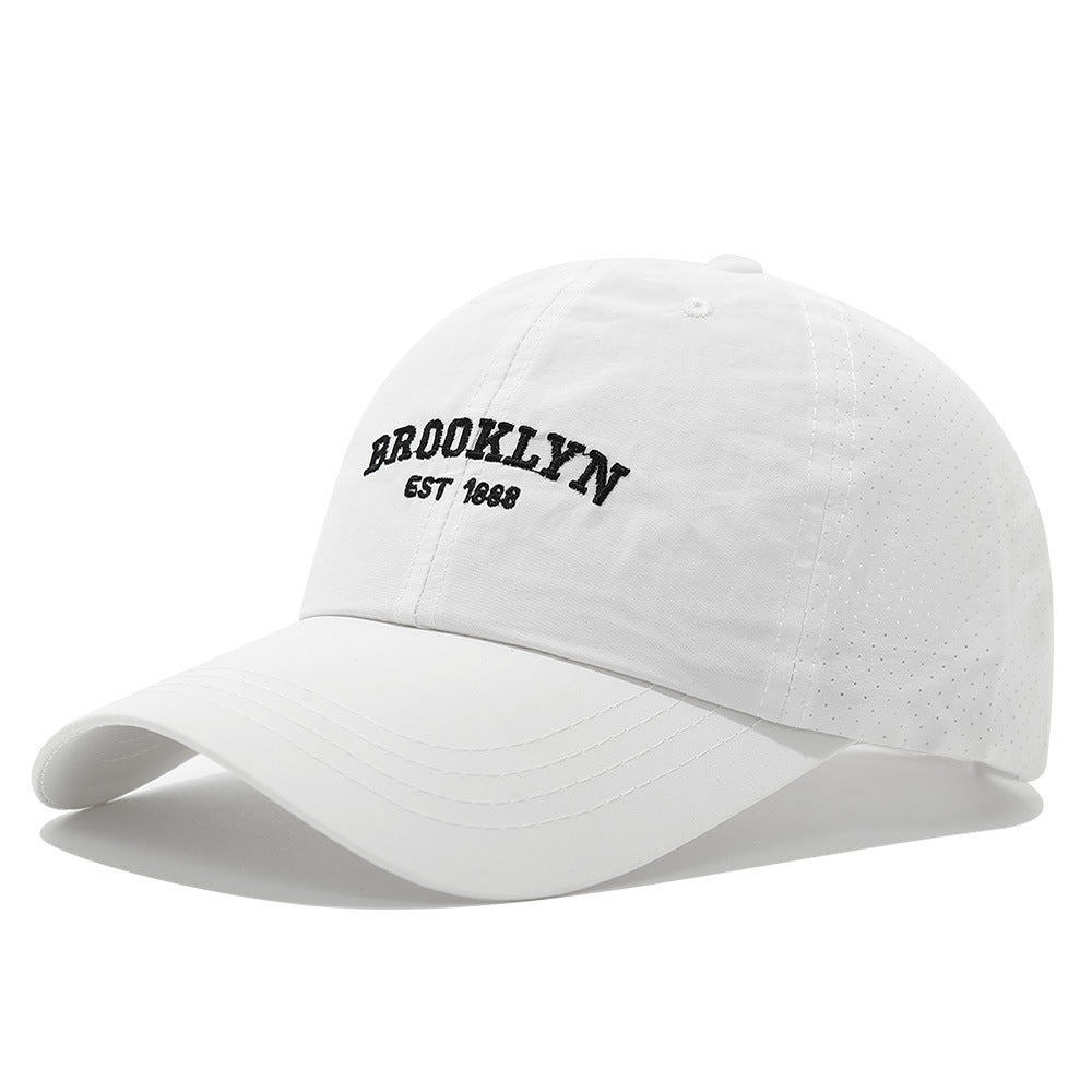 Men's And Women's Slim-fit Mesh Embroidered Letter Brooklyn Fashion Streetwear Baseball Cap Suitable For Daily Commuting, Outdoor Camping, And Weekend Outings.