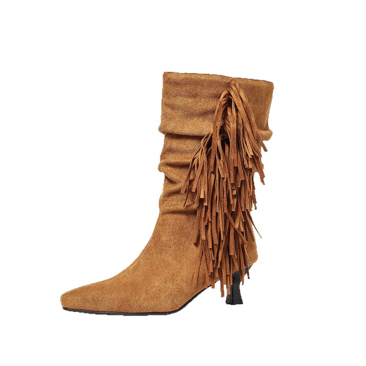 European And American-style Fringed Mid-calf Boots