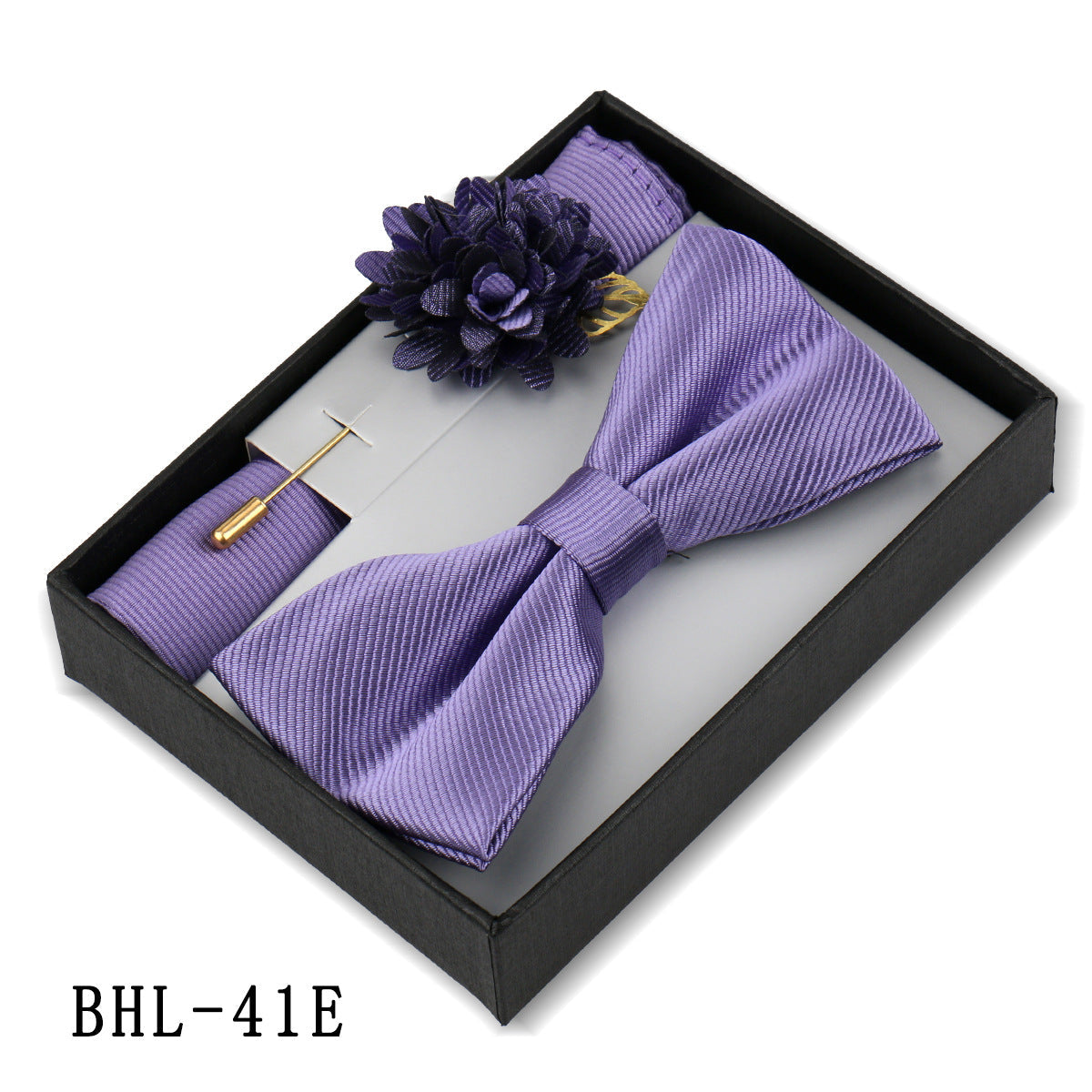 Mens Bow Tie, Pocket Square, And Brooch Gift Set