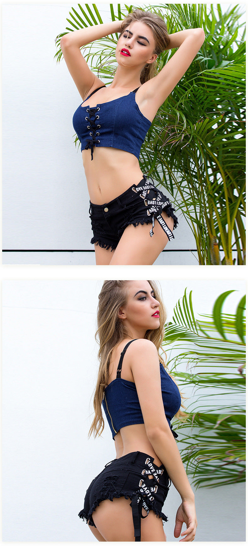 Tasseled Womens Trendy Ultra-Short Denim Shorts