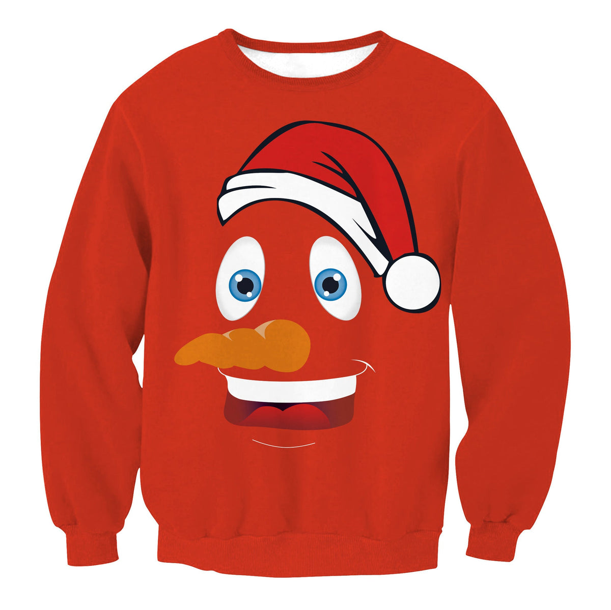 Ugly Christmas Sweater, Santa Elf Print, Pullover