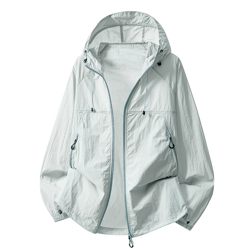 Mens Summer Hooded Sun-Protective Lightweight Jacket