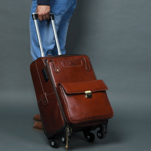 Leder-Handgepäck-Trolley
