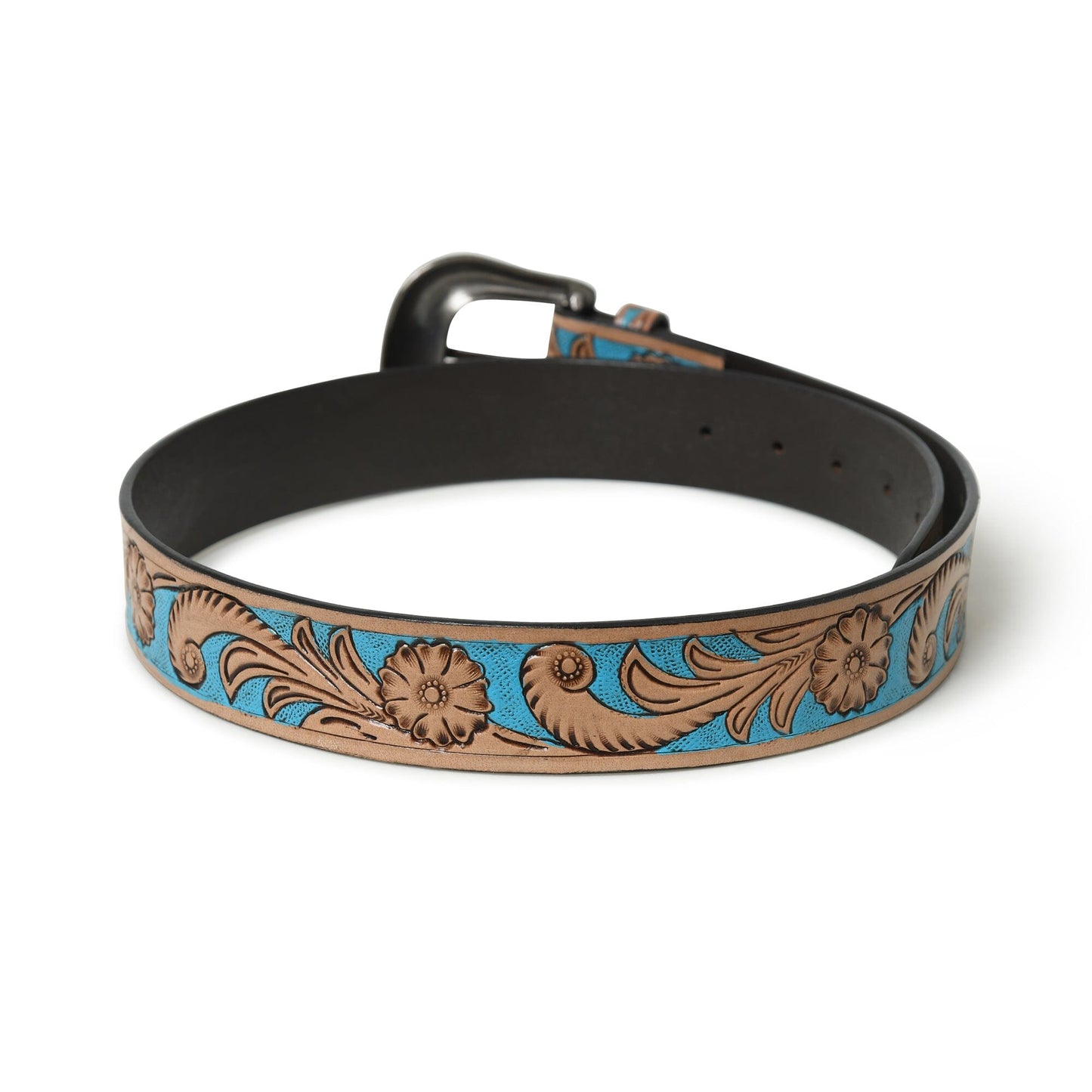 Ceinture de cowboy en cuir - Bleu et marron