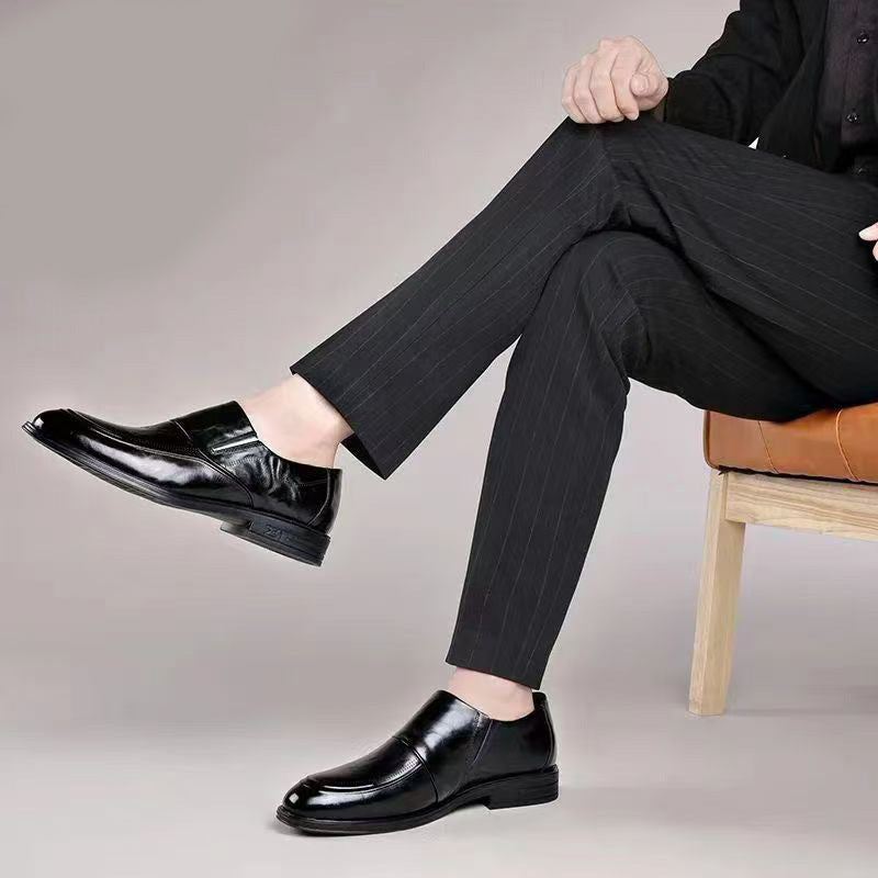 Business Formal Wear Soft Leather Soft Bottom Pointed Wedding Bridegroom Slip-on Suit Shoes