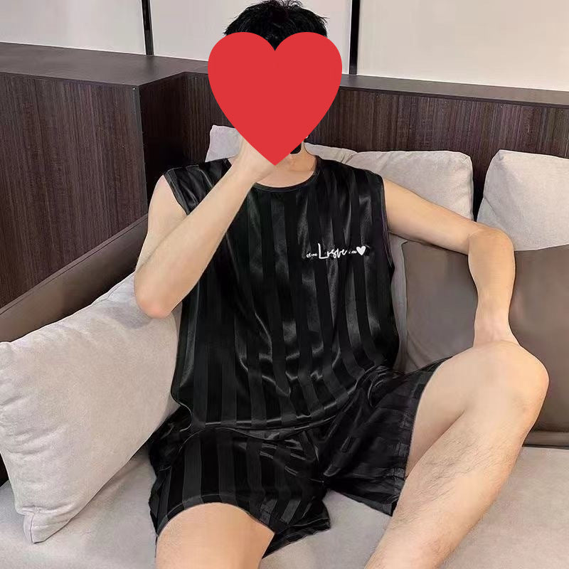Men's Pajamas Summer Ice Silk Vest Shorts