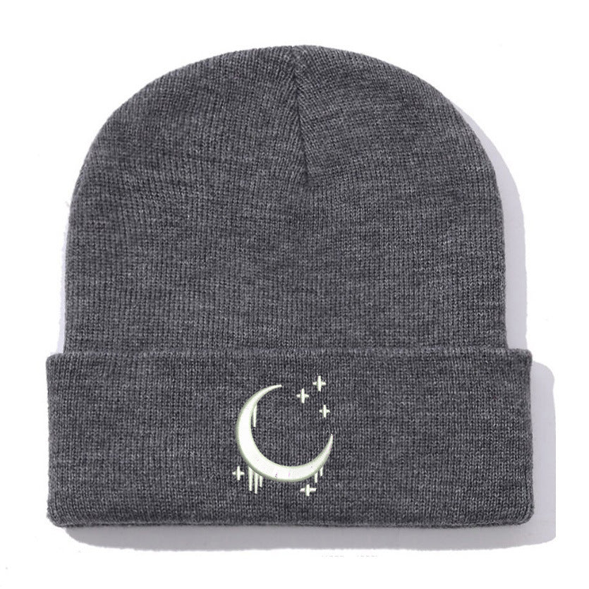 Amazon Embroidered Knitted Hat With Moon And Stars Design AutumnWinter Wool Hat