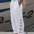 Womens Stylish High-waisted Cotton-linen Breathable Casual Pants