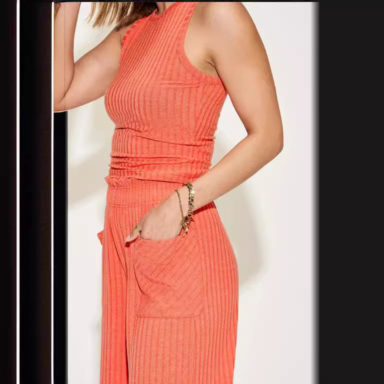 Outstation Fashion Casual Vest Wide Leg Pants Suit
