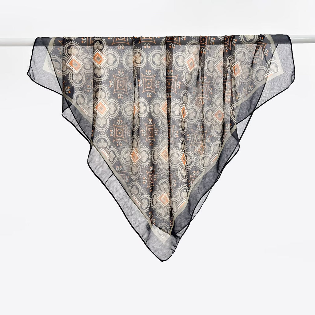 Versatile Printed Thin Square Scarf