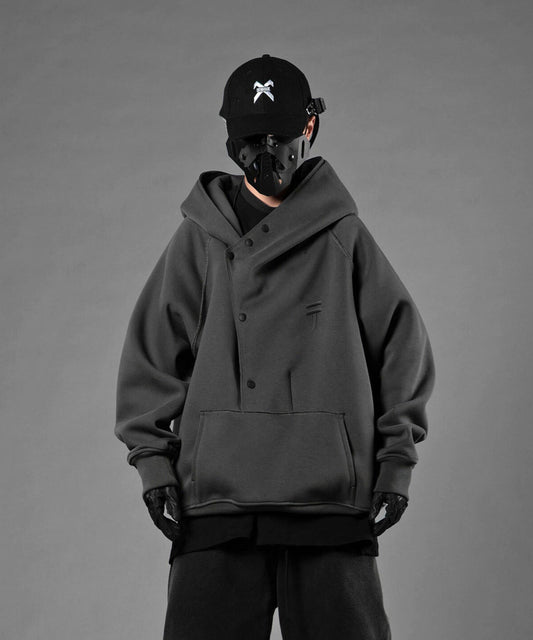 Sweat à capuche superposé gris HiH38