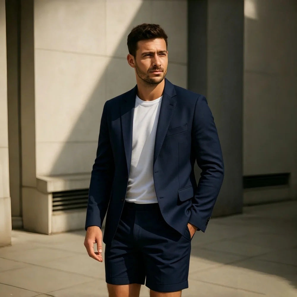 Elegant, Minimalist Short-style Mens Suit Set