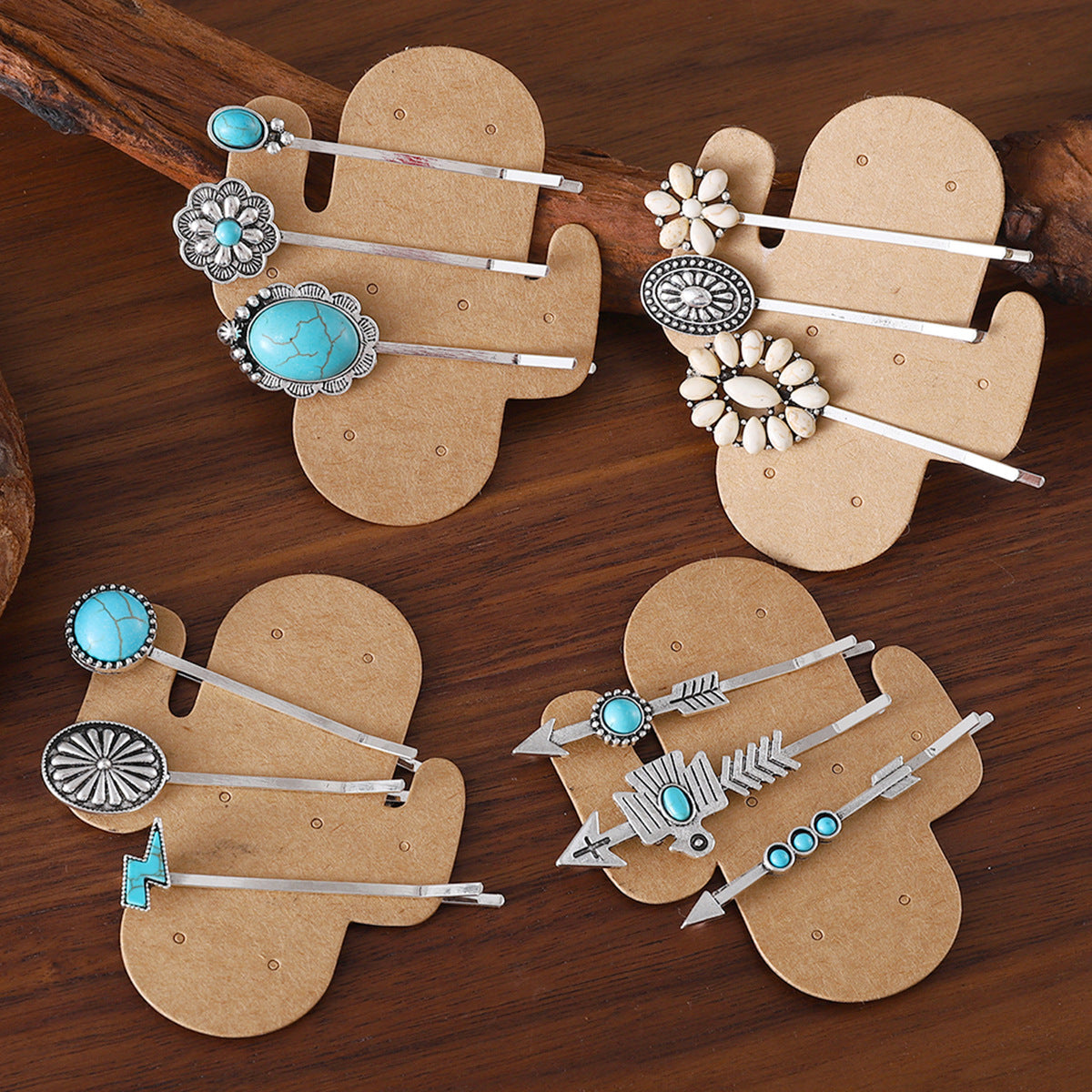Bohemian Style Turquoise-encrusted Bobby Pin Hair Clip Set, A Popular