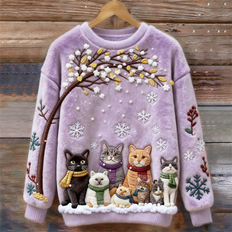 Cross-border Women's Clothing Amazon Independent Station Autumn And Winter Christmas Cute Hooded Sweatshirt Flannel Women's Long-sleeved Shirt