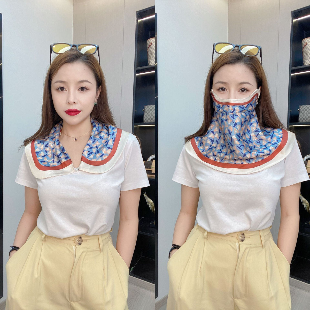 Female Printed Breathable Eye Corner Protection Summer Sunscreen Mask