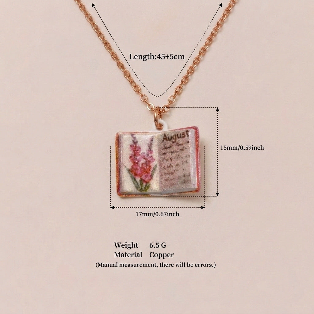 Retro Book Necklace For Women