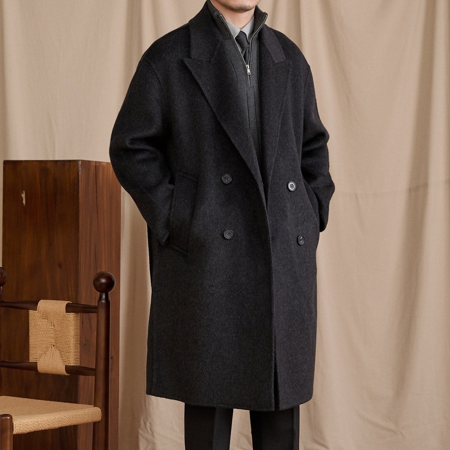 Wool Casual Loose Mid-Length Coat