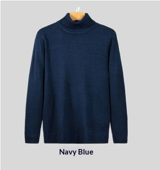 Mens Loose-fitting Warm Turtleneck Knit Sweater
