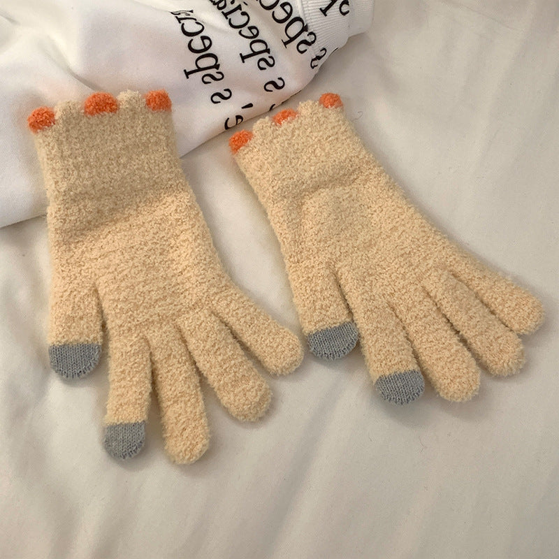 Winter Fingerless Knitted Gloves Touchscreen Warm Windproof