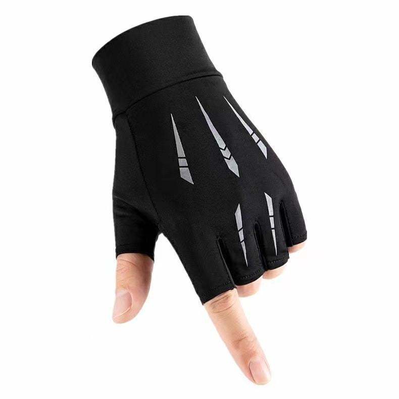 Summer Outdoor Sports Half-finger Gloves Made From Ice Silk With A Non-slip Grip