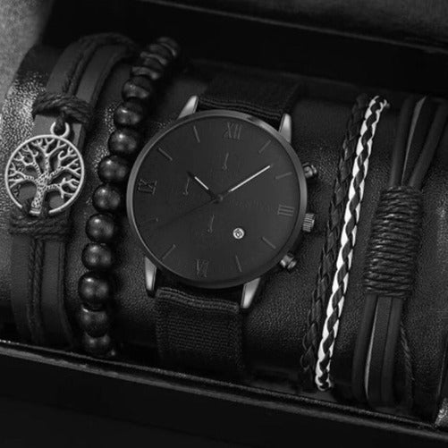 Mens Watch Business Gift Bracelet Necklace Watch Set