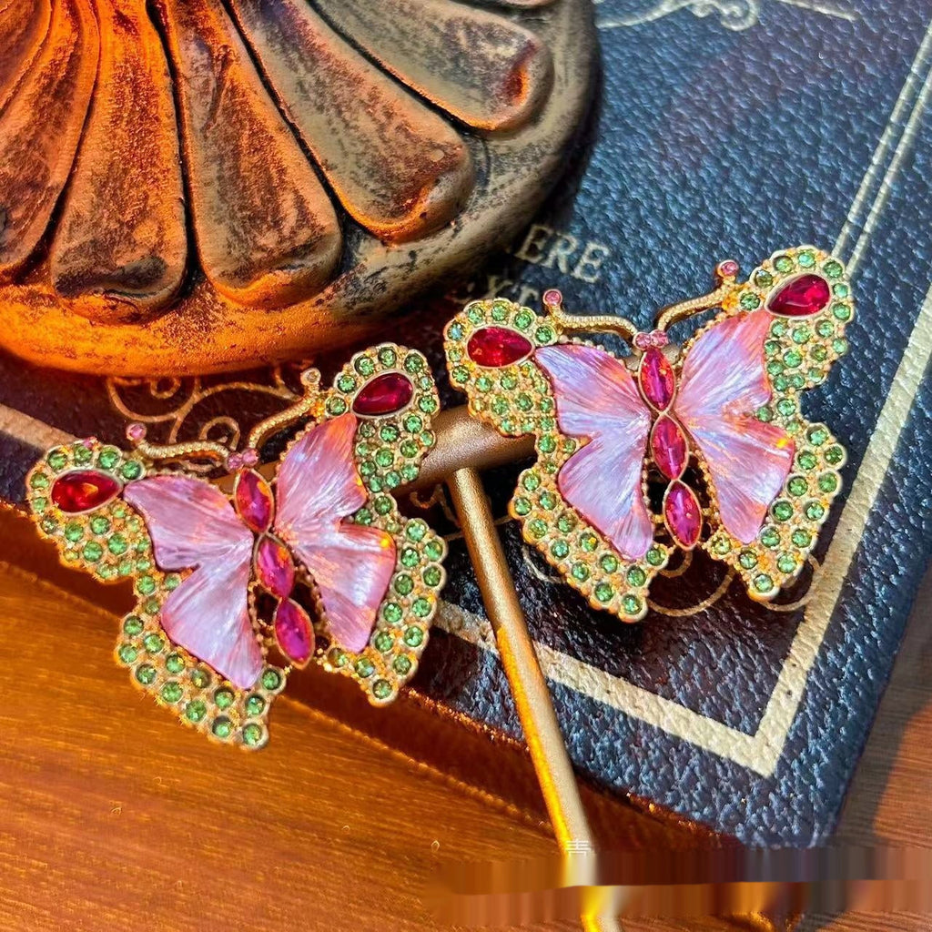 Butterfly Rhinestone Sweet Brooch Necklace Suit