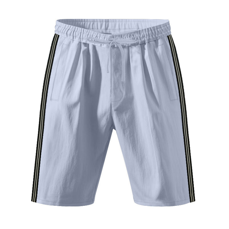 Mens Beach Outdoor Sports Shorts Breathable Striped Casual Cropped Trousers