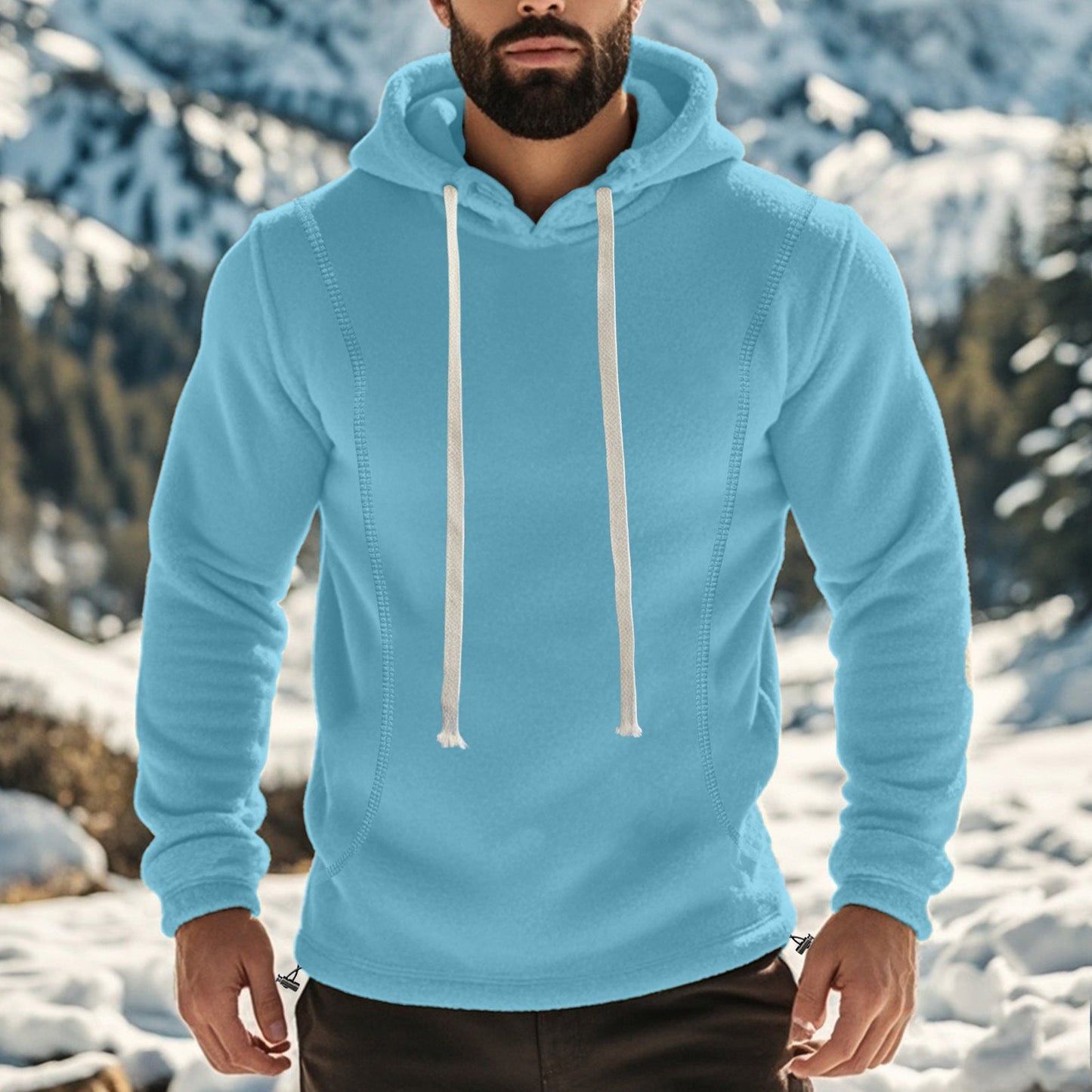 Mens Fleece Long-Sleeve Pullover Hoodie