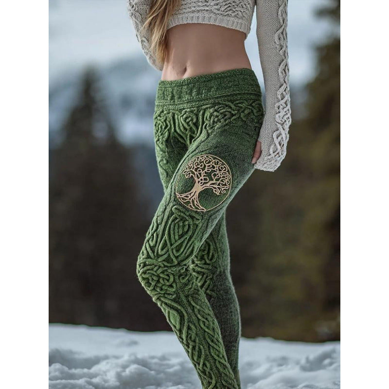 Womens 3D Digital-Print Sports Yoga Pants