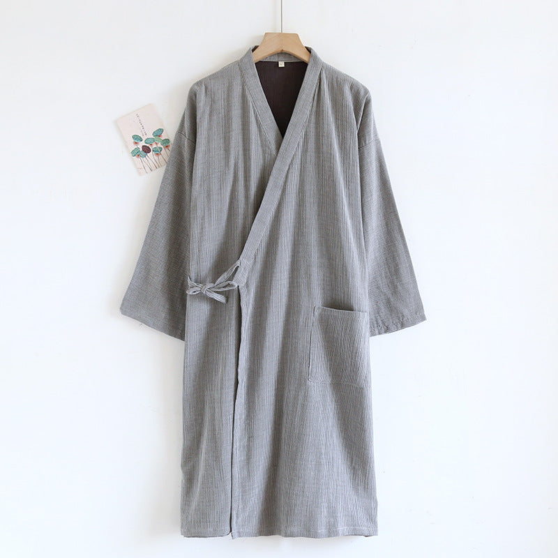 Japanese-style Kimono Pajamas Lace-up Bathrobe Men's Spring And Summer Thin Pure Cotton