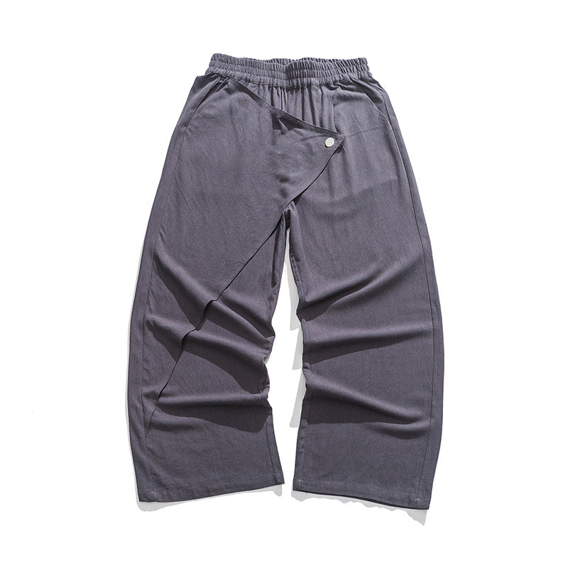 Cotton And Linen Casual Trousers Retro Plus Size Fashion Linen Men's Wide Leg Pants