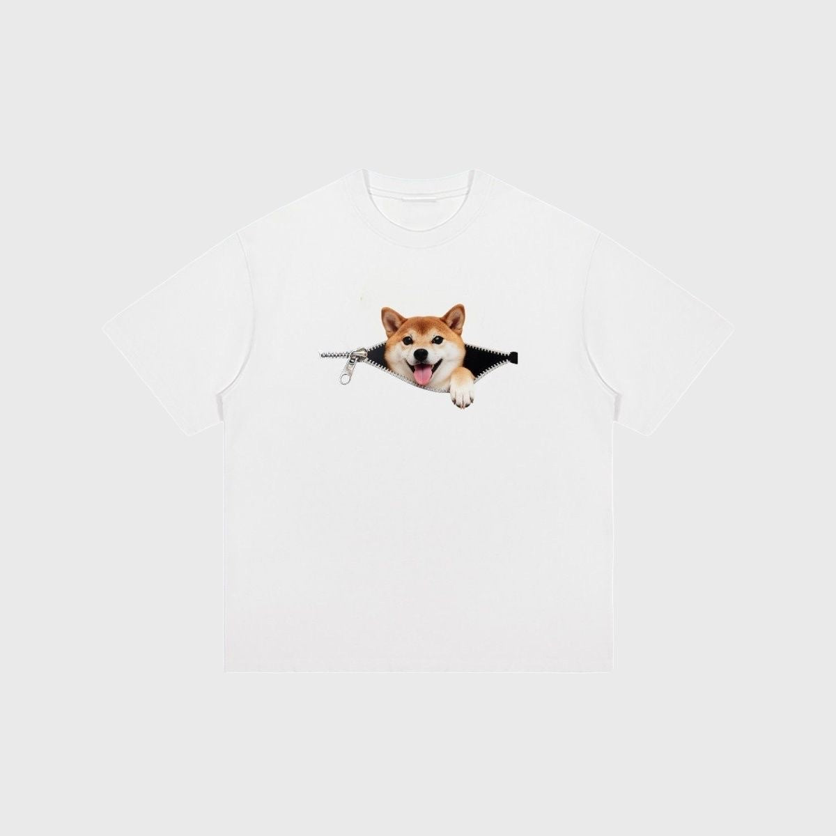 Plus-size Cotton Zip-up Dog-print Casual Summer Couple T-shirts
