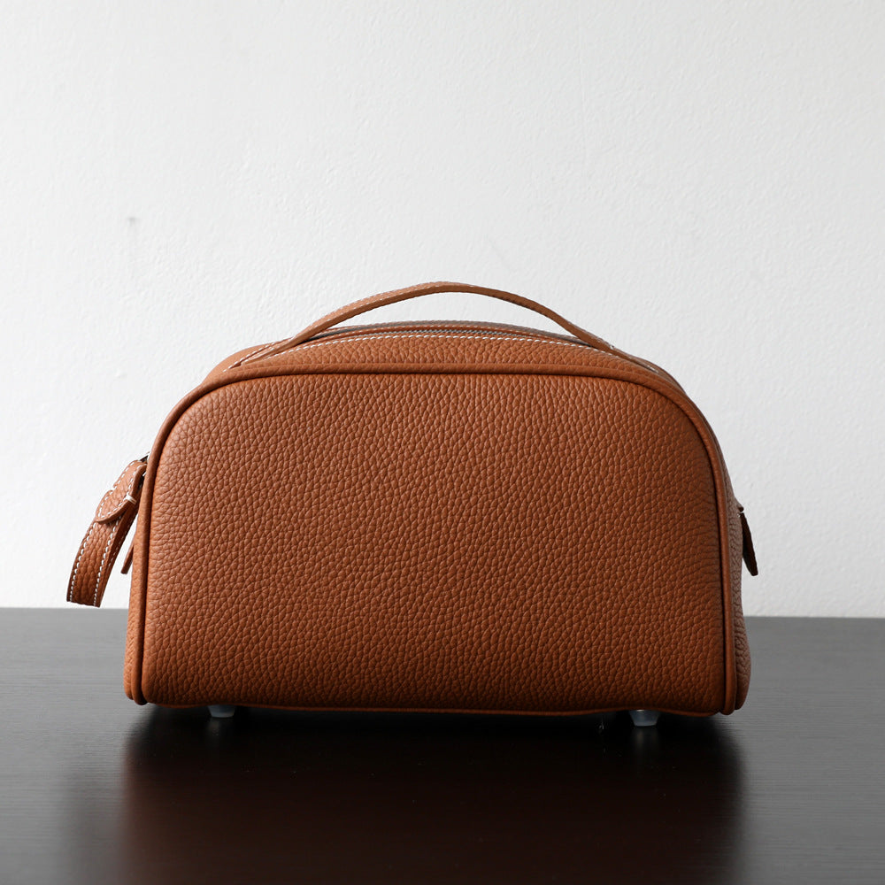 New Arrival Genuine Leather Portable Travel Toiletry Bag, Womens Cosmetic Case