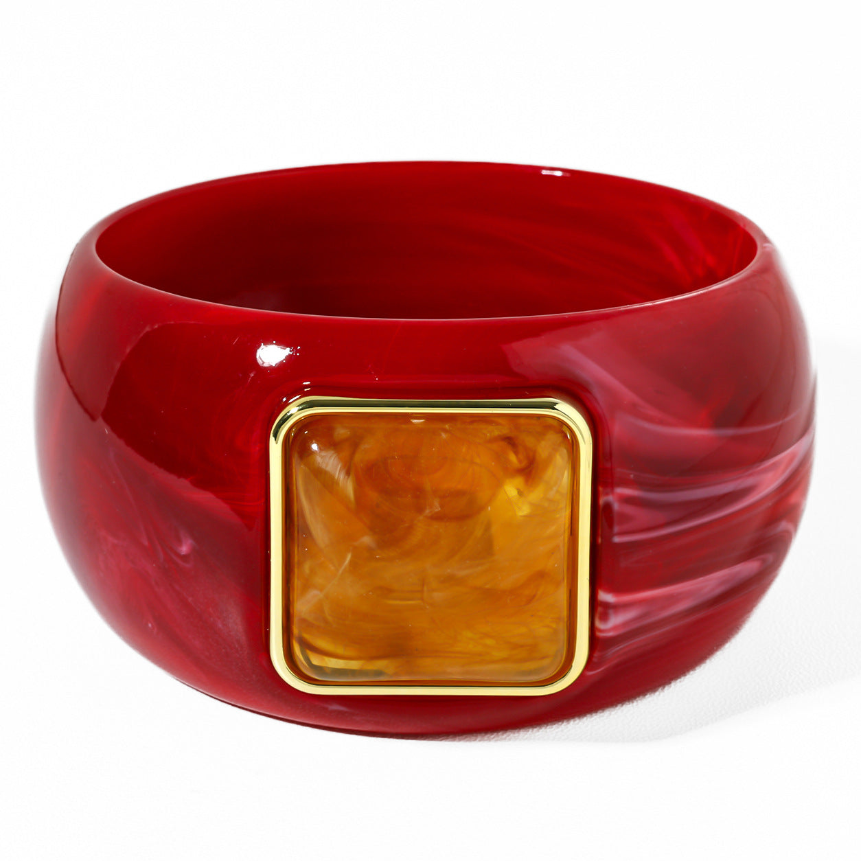 Retro Ombre Gold-Edged Square Resin Bracelet