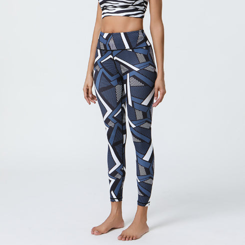 Womens High-Waisted Stretchy Printed Athletic Yoga Fitness Pants