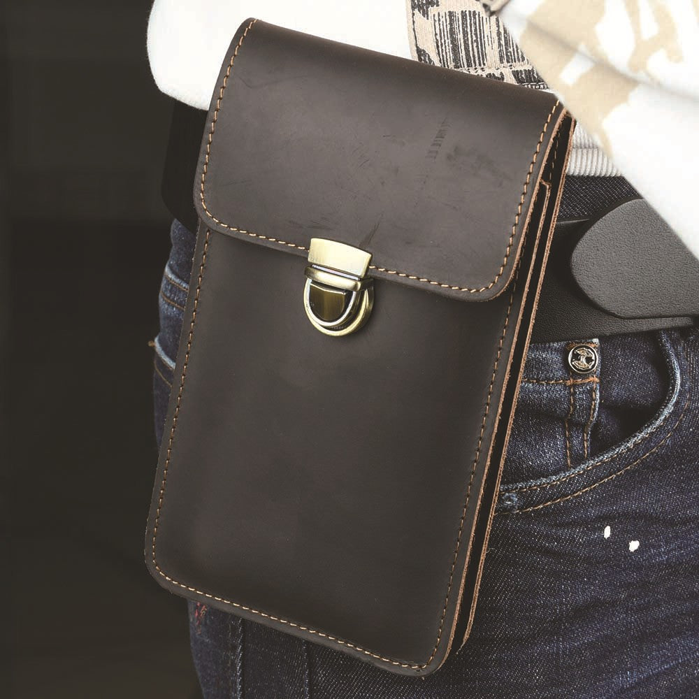 Genuine Leather Mens Cowhide Durable Work Belt-Powered Bag